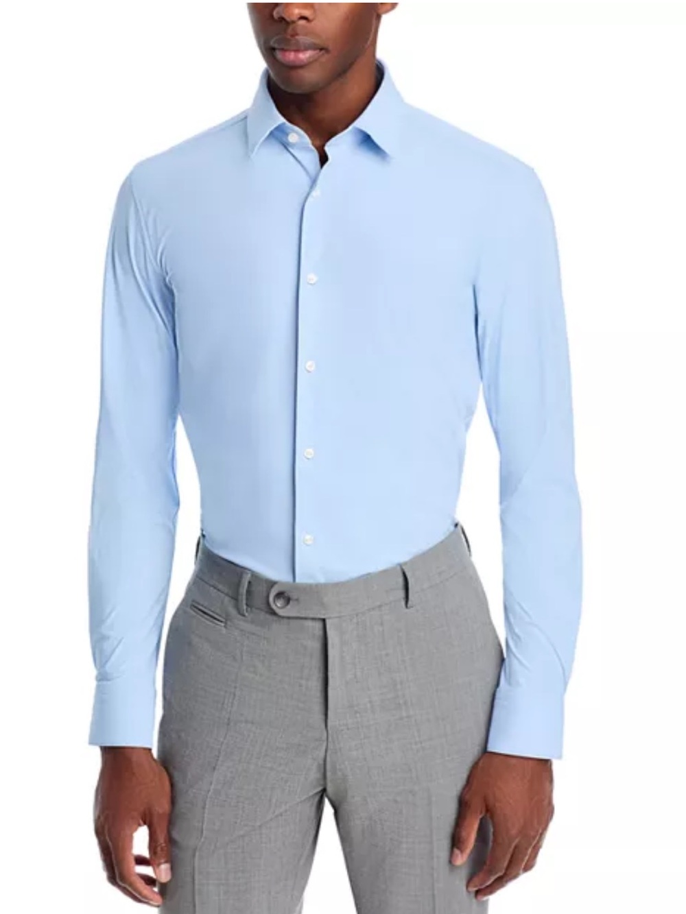 BOSS by Hugo Boss Men's Light Blue Performance Dress Shirt - Slim Fit 44/XL/17.5
